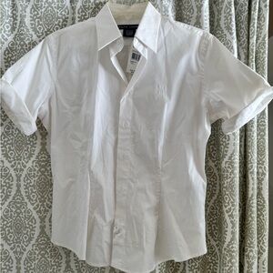Ralph Lauren White Short-Sleeve Button-Down Shirt